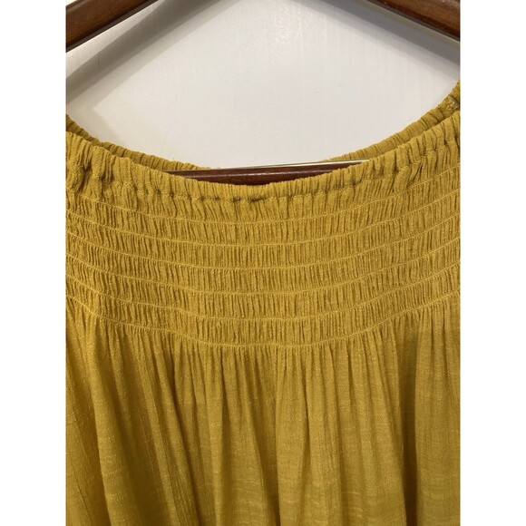 Mustard Yellow Smock Off Shoulder XL? Blouse 3/4 Bell Sleeve Fairy Boho Peasant - Picture 4 of 11